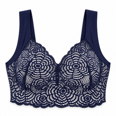 Easelyn Wire-Free Lace Comfort Bra in Blue