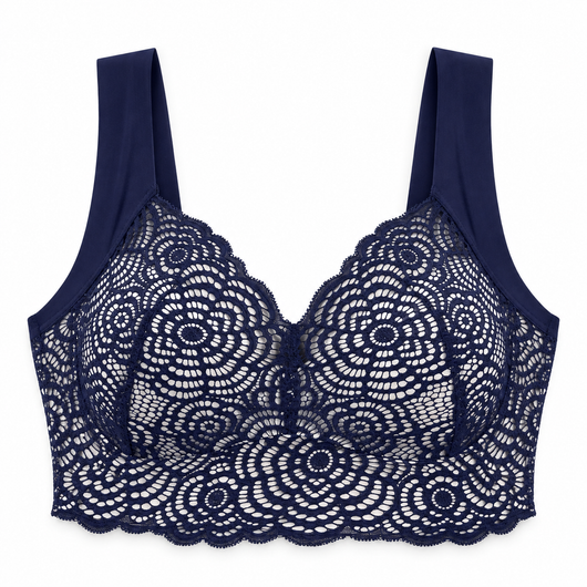 Easelyn Wire-Free Lace Comfort Bra in Blue