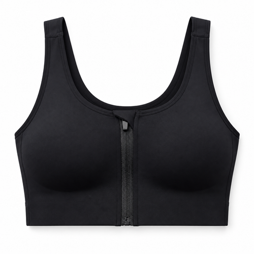 Easelyn Front-Zip Crossback Sports Bra