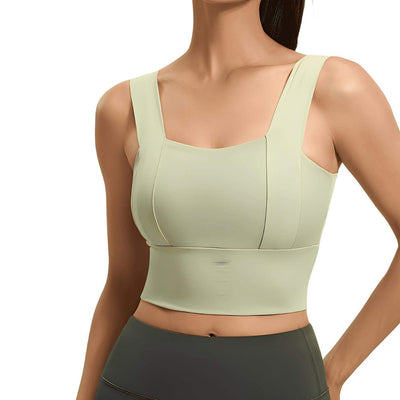 Easelyn Square-Neck Sports Bra in Light Green