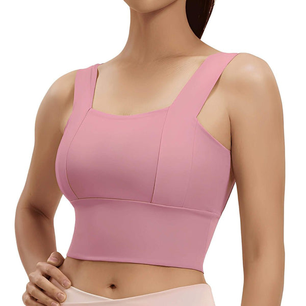 Easelyn Square-Neck Sports Bra in Bean Pink