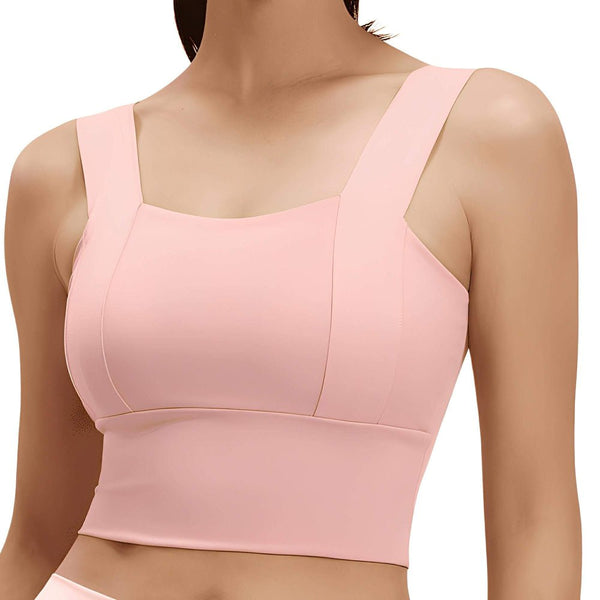 Easelyn Square-Neck Sports Bra in Pink