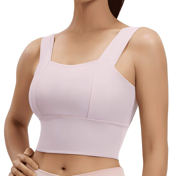 Easelyn Square-Neck Sports Bra in Light Pink