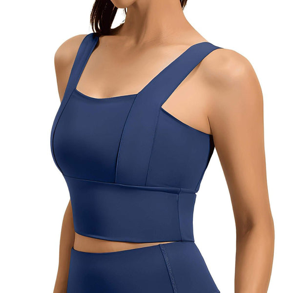 Easelyn Square-Neck Sports Bra in Dark Blue