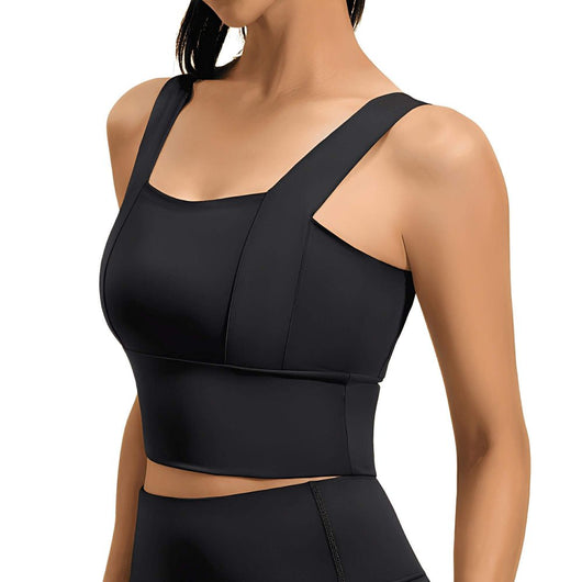 Easelyn Square-Neck Sports Bra in Black