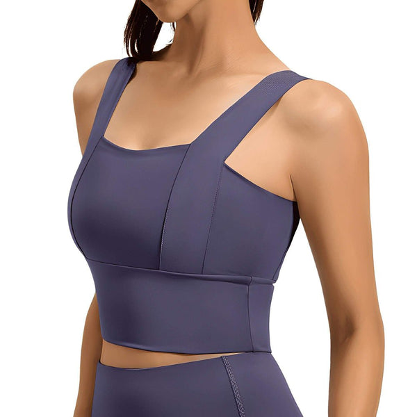 Easelyn Square-Neck Sports Bra in Purple