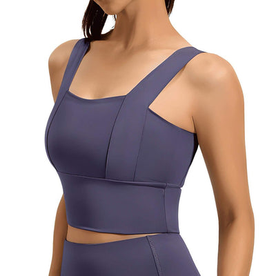 Easelyn Square-Neck Sports Bra in Purple