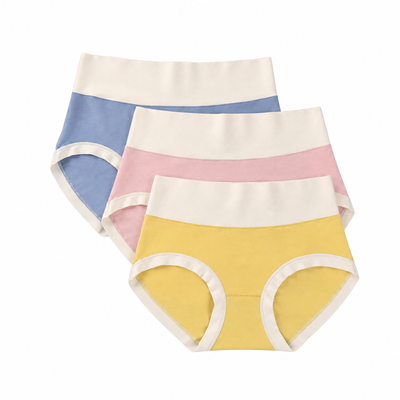Easelyn High-Waist Contrast Briefs — 3 Pack, assorted colors