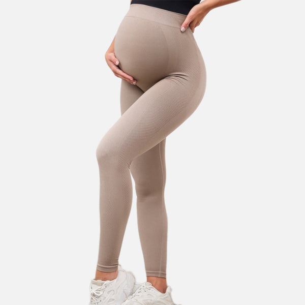 Easelyn Over-Bump Maternity Leggings in Beige
