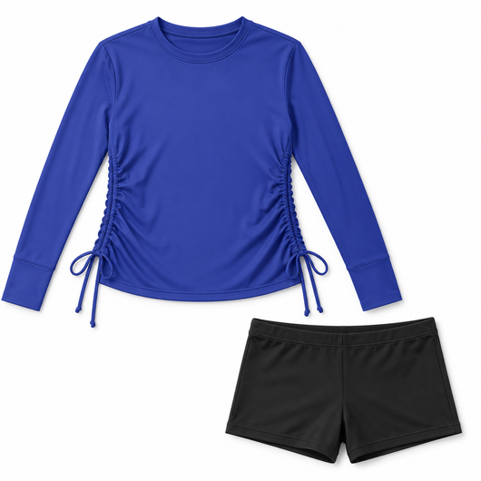 Easelyn Long-Sleeve Rash Guard and Swim Shorts Set — product view
