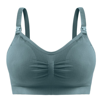 Easelyn Ruched U-Back Nursing Bralette in Green