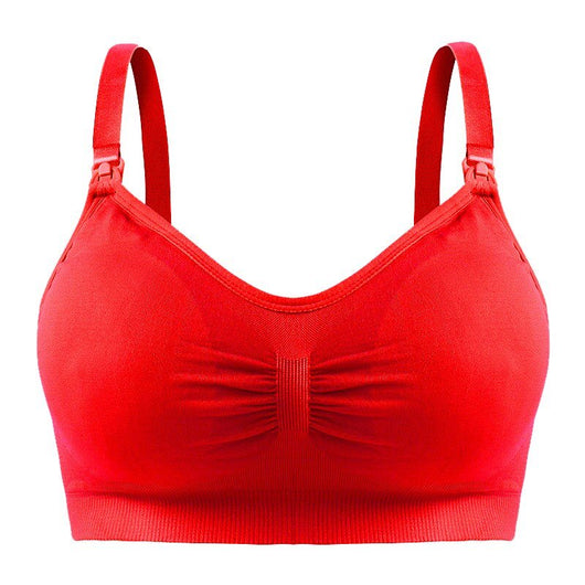 Easelyn Ruched U-Back Nursing Bralette in Red