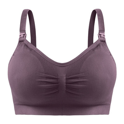 Easelyn Ruched U-Back Nursing Bralette in Deep Purple