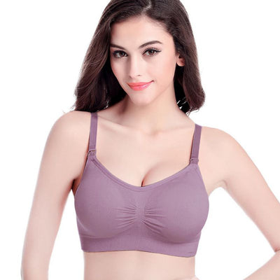 Easelyn Ruched U-Back Nursing Bralette in Purple