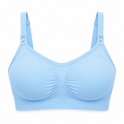 Easelyn Ruched U-Back Nursing Bralette in Blue