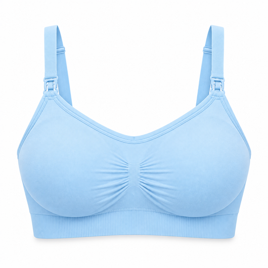 Easelyn Ruched U-Back Nursing Bralette in Blue