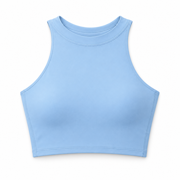 Easelyn High-Neck Sports Bra in Blue