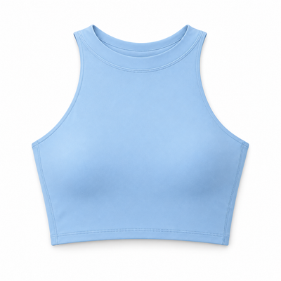 Easelyn High-Neck Sports Bra in Blue