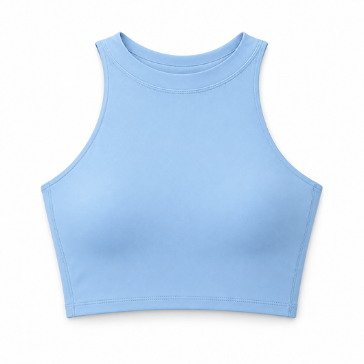 Easelyn High-Neck Sports Bra in Blue