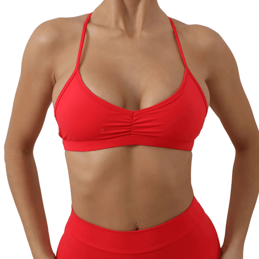 Easelyn Strappy-Back Wireless Bralette in Red