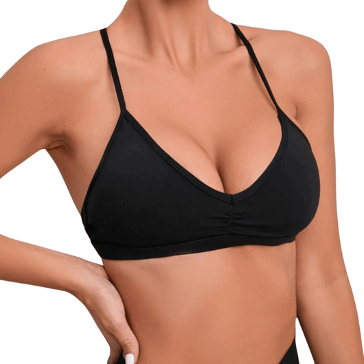 Easelyn Strappy-Back Wireless Bralette in Black