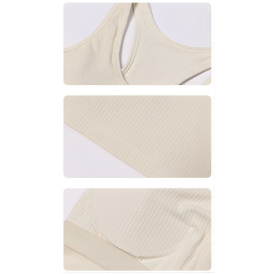 Easelyn Ribbed Racerback Built-In Bra Tank, ribbed fabric and built-in padding detail