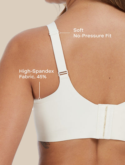 Easelyn Wireless Seamless Minimizer Bra back view with soft straps and hook closure