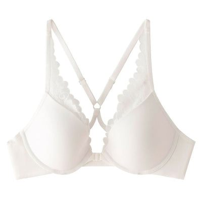 Easelyn Lace-Trim Front-Closure Bra in white, product view