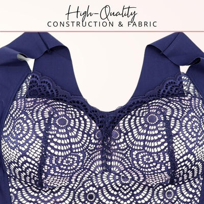 Easelyn Wire-Free Lace Comfort Bra lace and fabric close-up