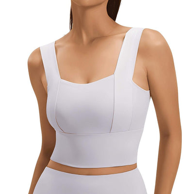 Easelyn Square-Neck Sports Bra in white, front view