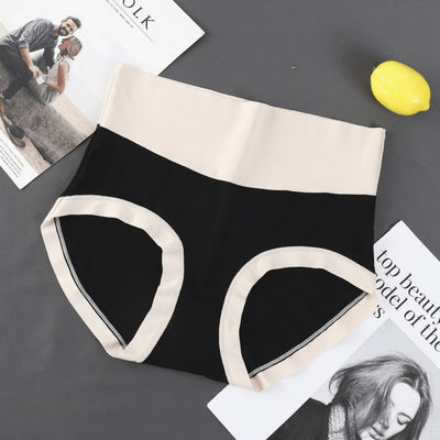 Easelyn High-Waist Contrast Briefs — 3 Pack in black, styled flat lay