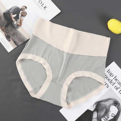 Easelyn High-Waist Contrast Briefs — 3 Pack in green, styled flat lay