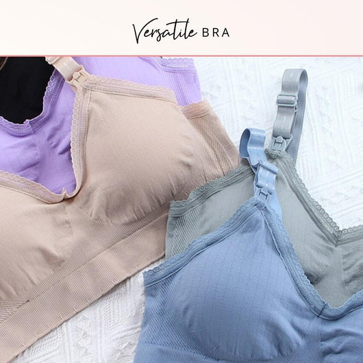 Easelyn Wireless Nursing Bra flat lay in several colors