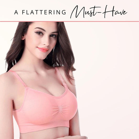 Easelyn Ruched U-Back Nursing Bralette in pink, flattering fit