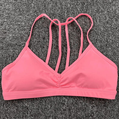 Easelyn Strappy-Back Wireless Bralette in pink, flat lay