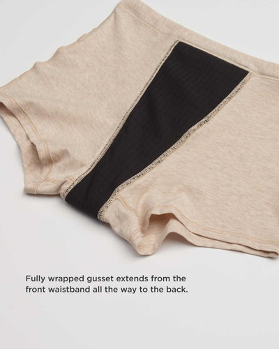 Easelyn Overnight Leakproof Sleep Short in seashell, inside view of the fully wrapped absorbent gusset