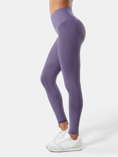 Easelyn Butt-Lifting Sculpt Leggings in wineberry, side view showing the sculpting lines