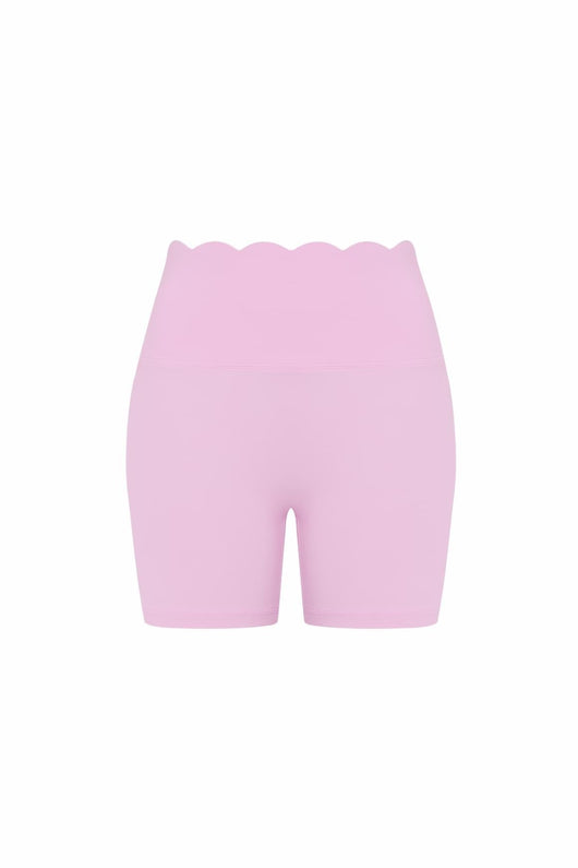 Easelyn High-Waist Scrunch Biker Shorts in Sakura Zen, flat front view