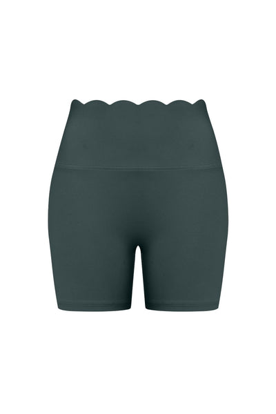 Easelyn High-Waist Scrunch Biker Shorts in Deep Sea, flat front view