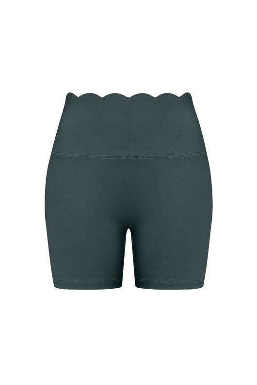 Easelyn High-Waist Scrunch Biker Shorts in Deep Sea, flat front view