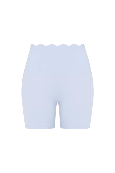 Easelyn High-Waist Scrunch Biker Shorts in Heavenly Blue, flat front view