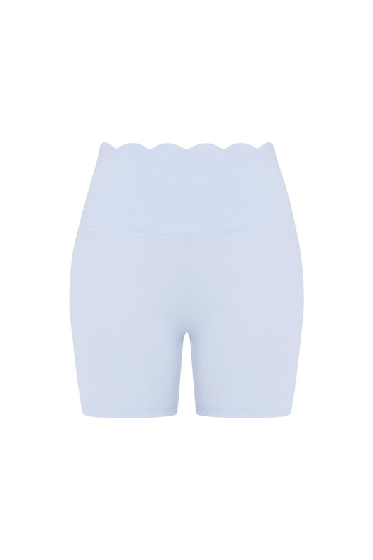 Easelyn High-Waist Scrunch Biker Shorts in Heavenly Blue, flat front view