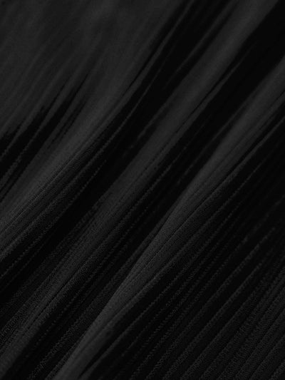 Easelyn Twist Backless Low-Waist Bikini Set in black, close-up of the ribbed fabric