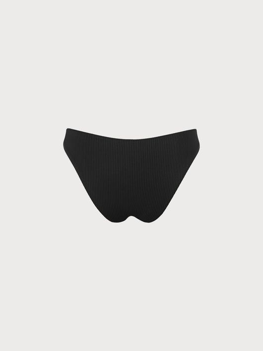 Easelyn Twist Backless Low-Waist Bikini Set in black, flat lay of the bottom from the back