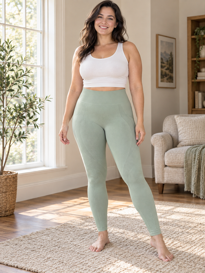 Easelyn Seamless Sculpt Leggings, Sage Green seamless leggings