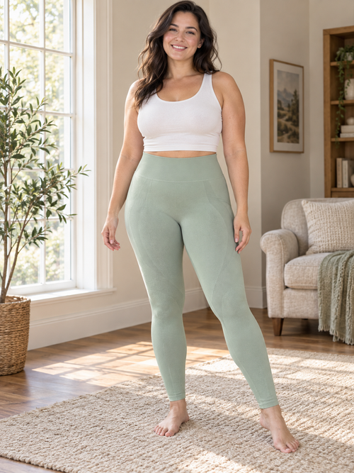 Easelyn Seamless Sculpt Leggings, Sage Green