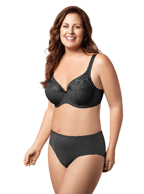 Embroidered Microfiber Underwire Bra with 3/4 Cup and High Power Back, D to K Cup
