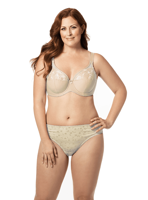Embroidered Microfiber Underwire Bra with 3/4 Cup and High Power Back, D to K Cup