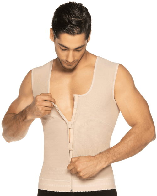 Men's Shapewear Control Vest and Posture Corrector - Beige