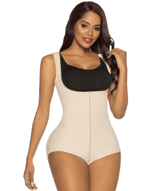 Firm Compression Shapewear Bodysuit Boyshort Style with Wide Straps